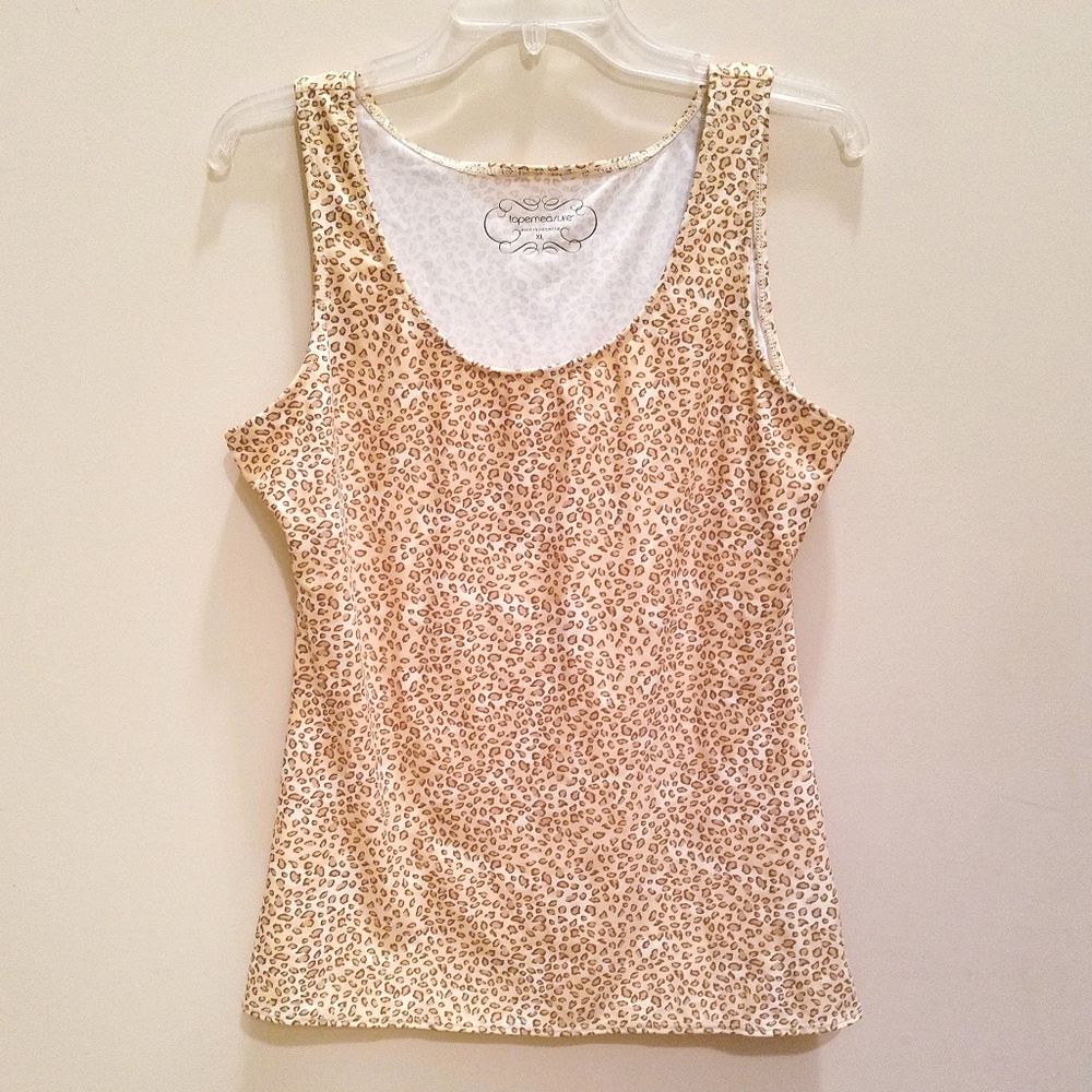 Tape Measure Leopard Print Slimming Tank - Size XL